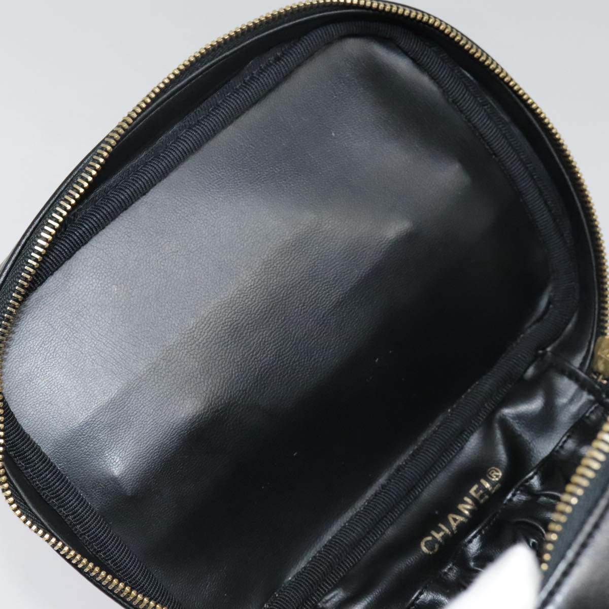 Chanel Vanity Black Leather Clutch Bag