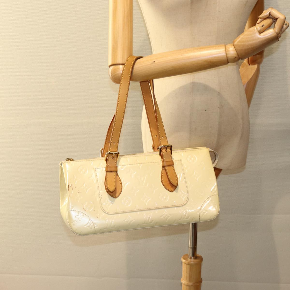 Louis Vuitton Rosewood White Patent Leather Hand Bag