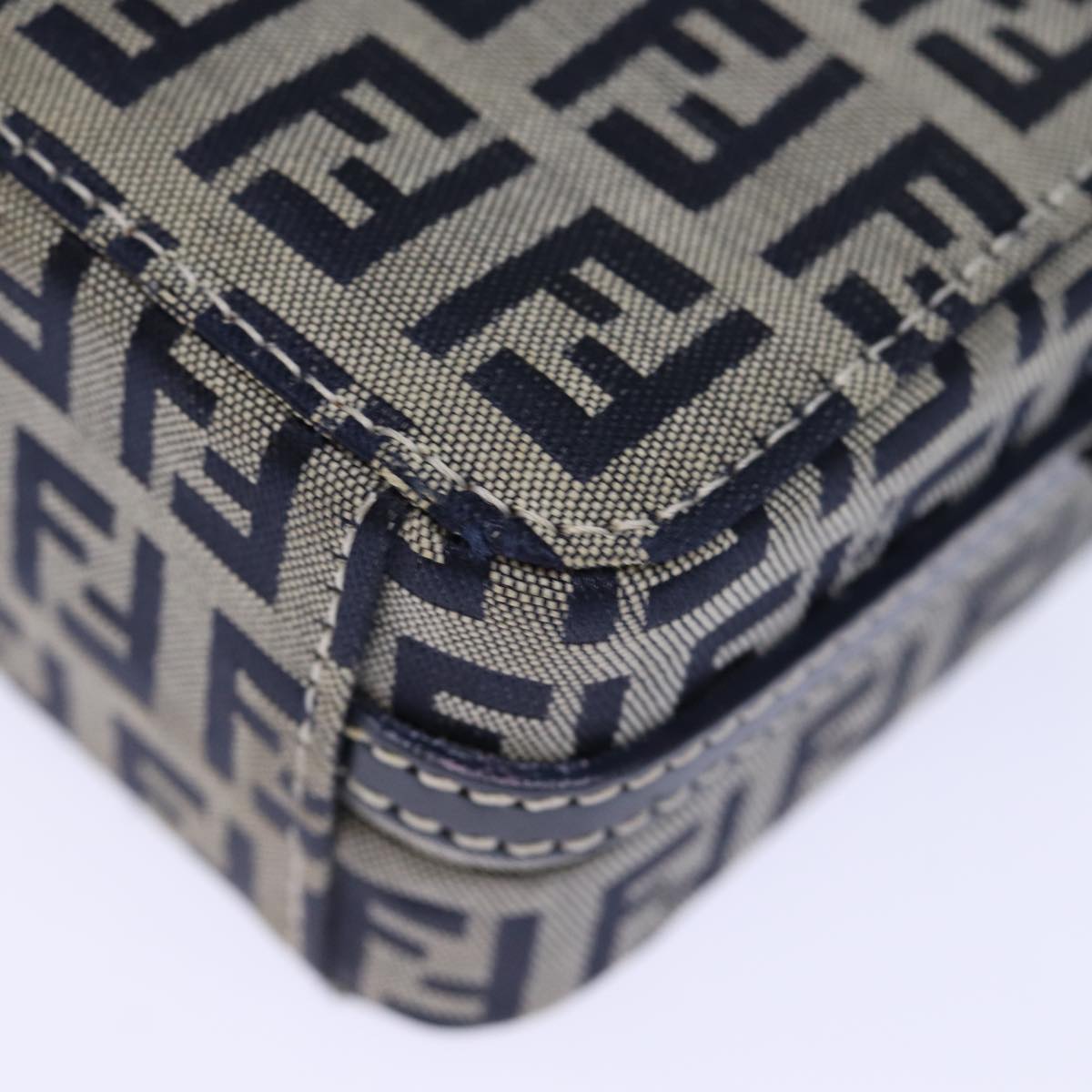 Fendi Zucchino Navy Canvas Clutch Bag