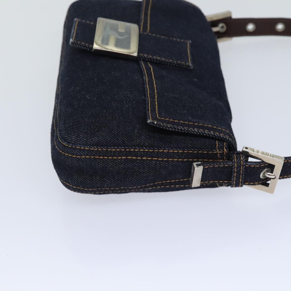 Fendi Mamma Baguette Navy Denim - Jeans Shoulder Bag