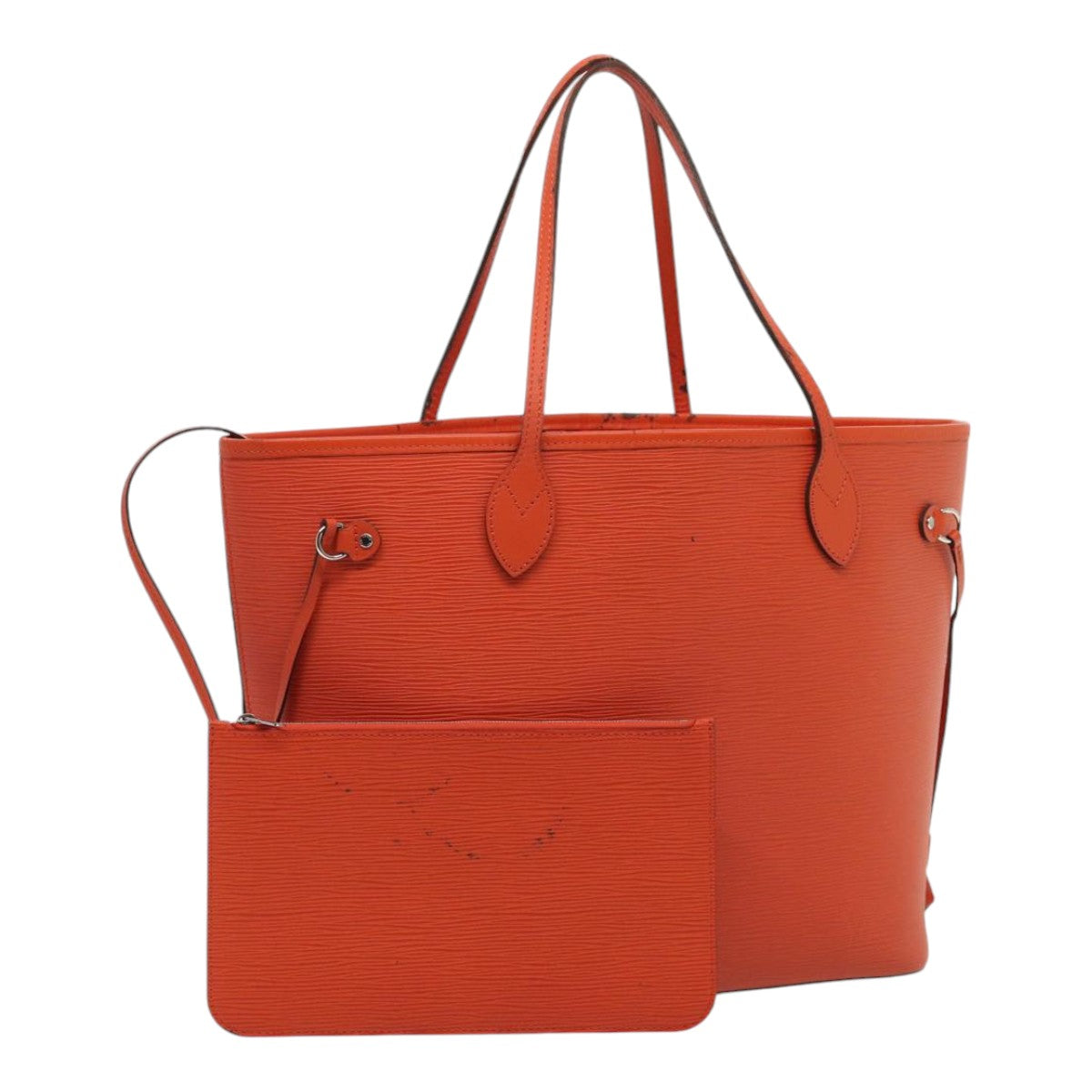 Louis Vuitton Neverfull Orange Leather Tote Bag