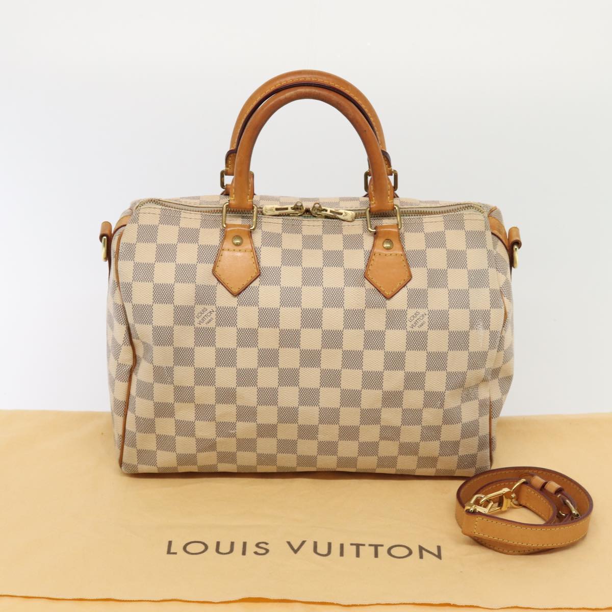 Louis Vuitton Speedy Bandoulière 30 White Canvas Hand Bag