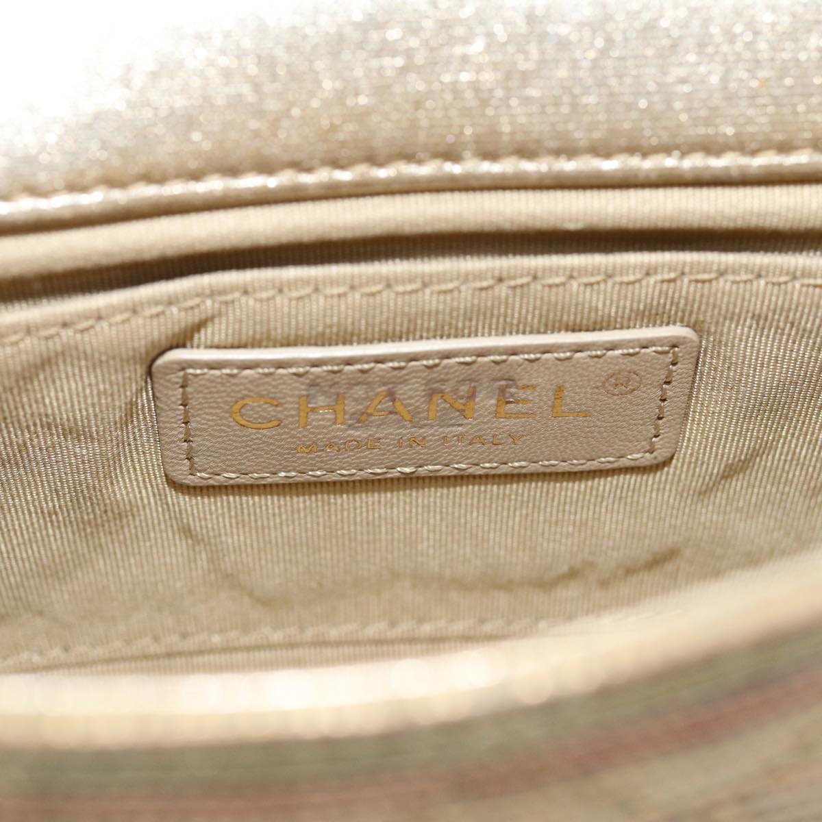 Chanel Classic Flap Gold Canvas Shoulder Bag