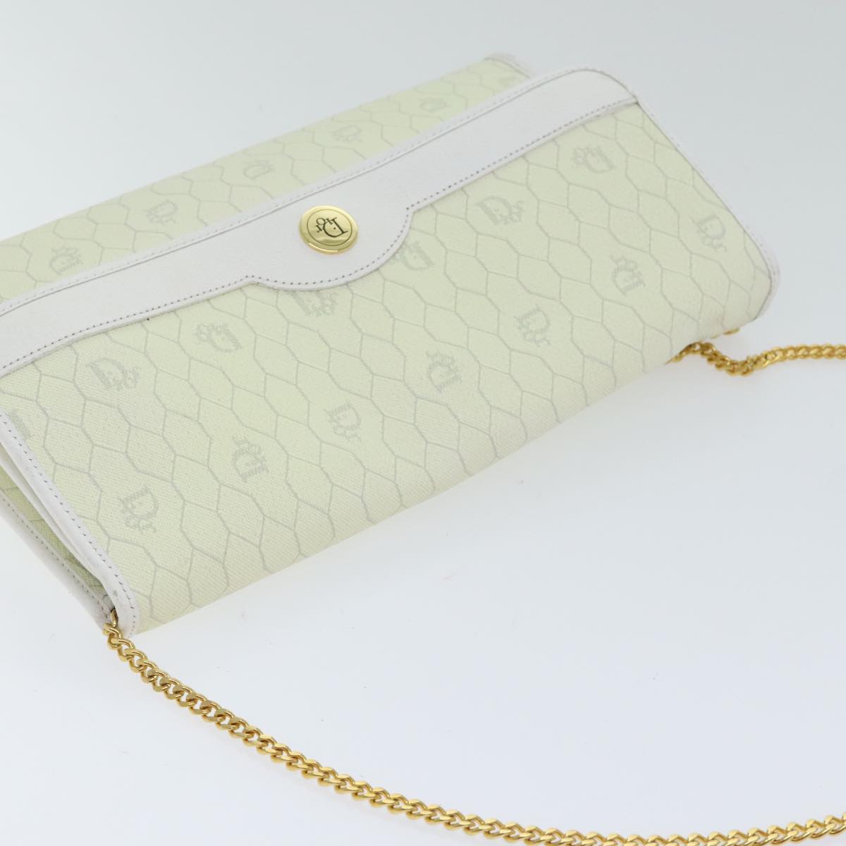 Dior Honeycomb White Canvas Shoulder Bag