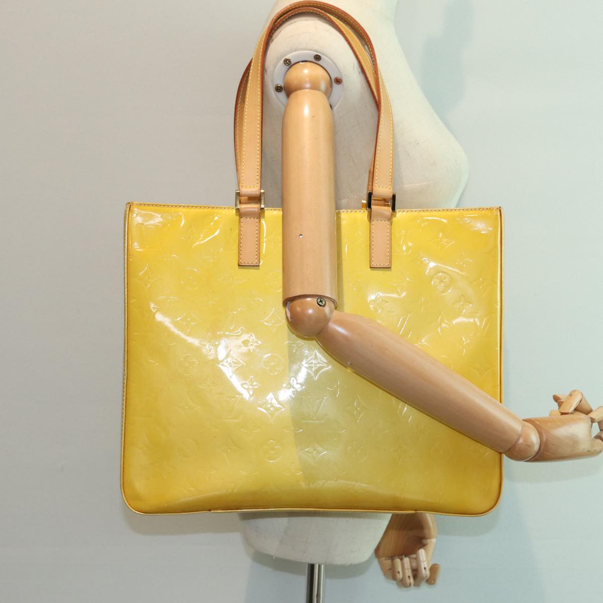 Louis Vuitton Columbus Yellow Patent Leather Tote Bag