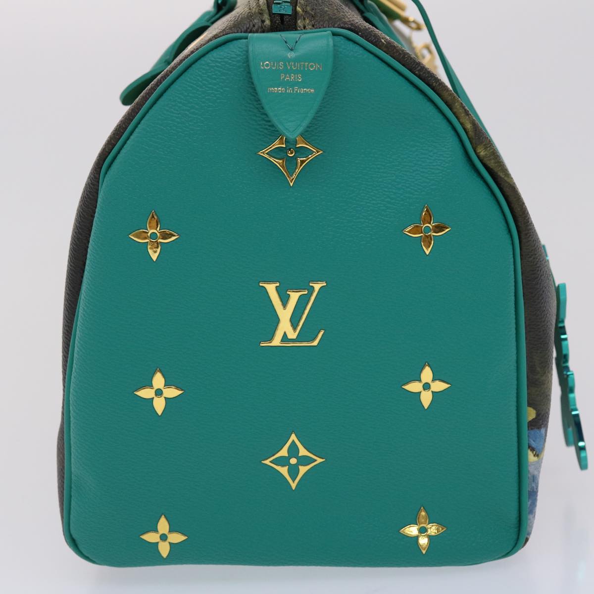 Louis Vuitton Speedy 30 Green Leather Hand Bag