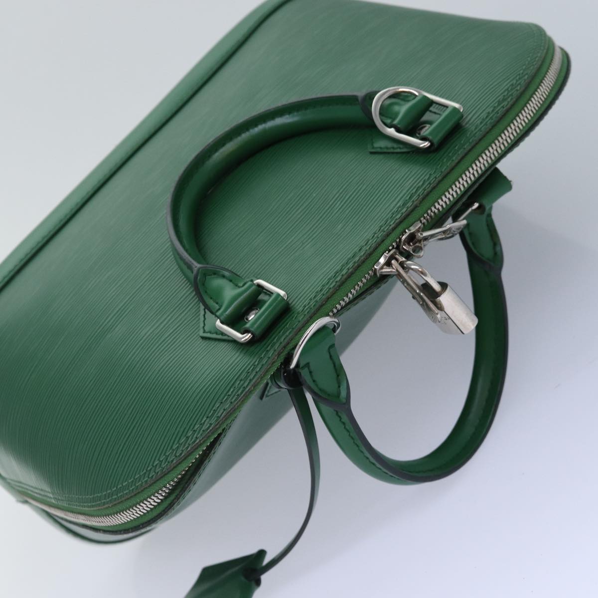 Louis Vuitton Alma Green Calfskin Hand Bag