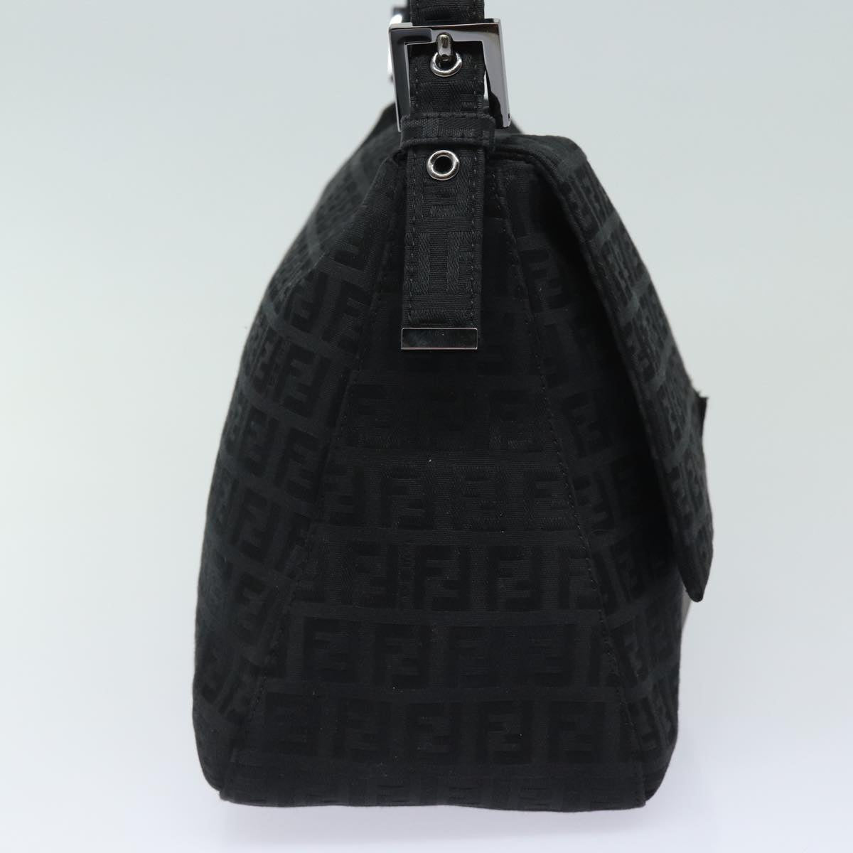 Fendi Mamma Baguette Black Canvas Shoulder Bag