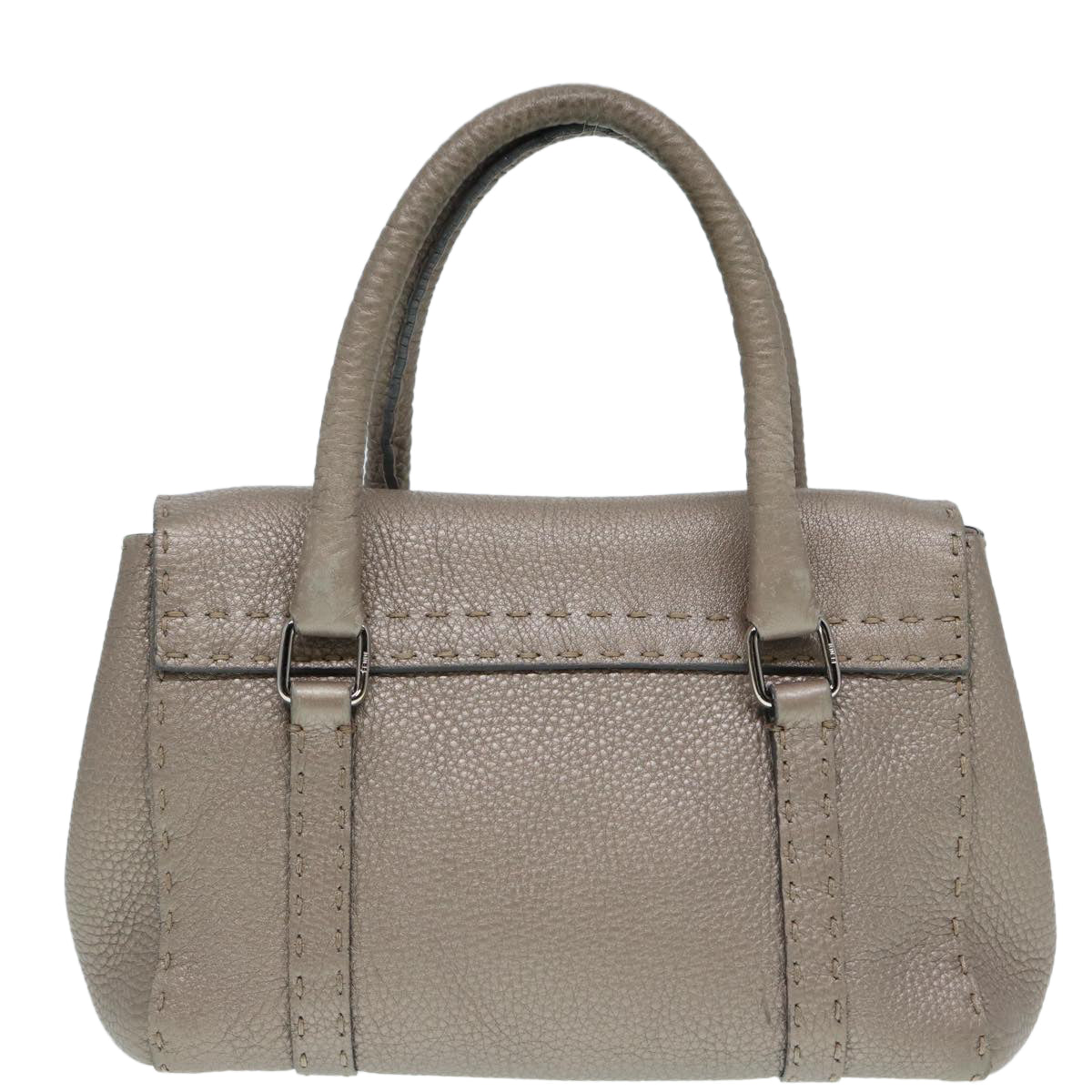 Fendi Selleria Grey Leather Hand Bag