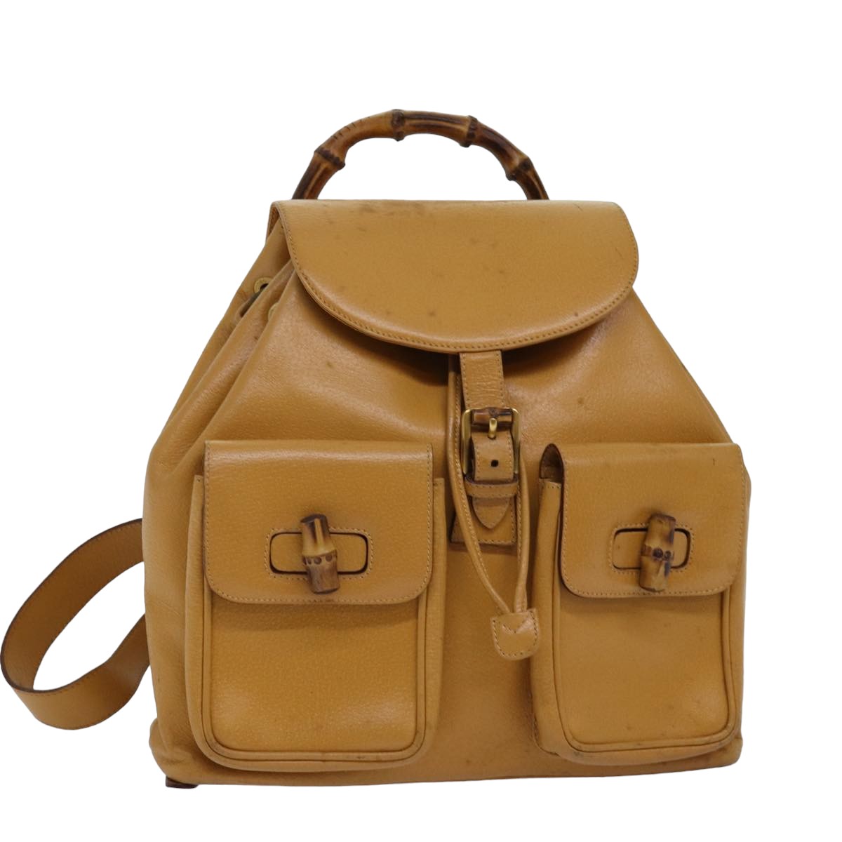 Gucci Bamboo Yellow Leather Backpack Bag