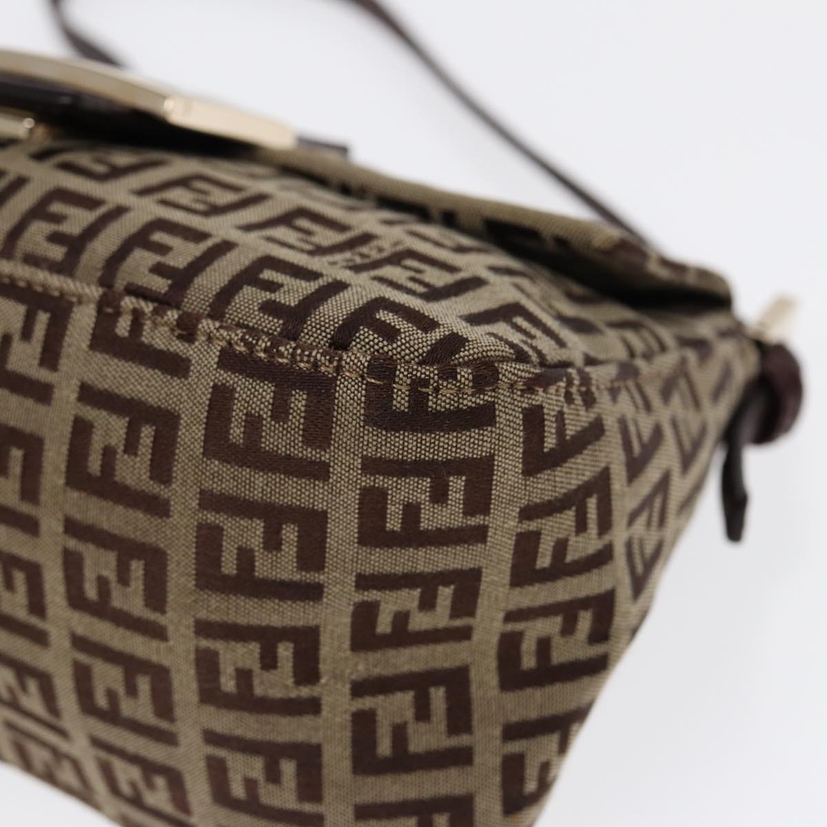 Fendi Mamma Baguette Brown Canvas Hand Bag