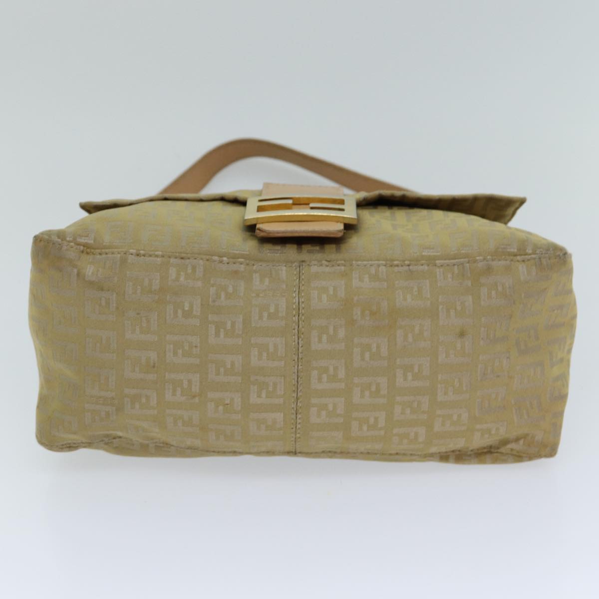 Fendi Mamma Baguette Beige Canvas Shoulder Bag