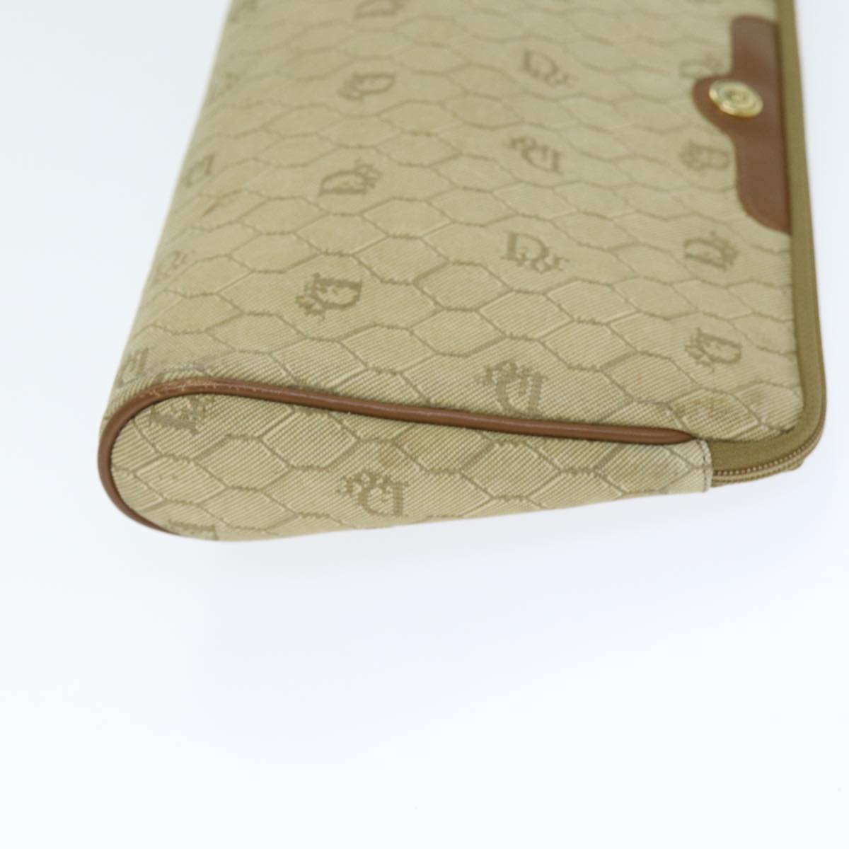 Dior Honeycomb Beige Canvas Clutch Bag