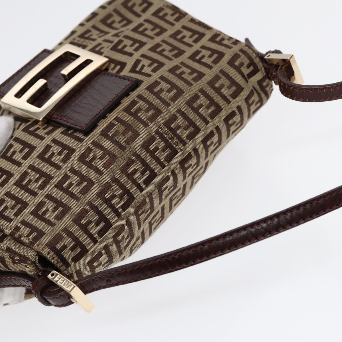 Fendi Mamma Baguette Brown Canvas Hand Bag