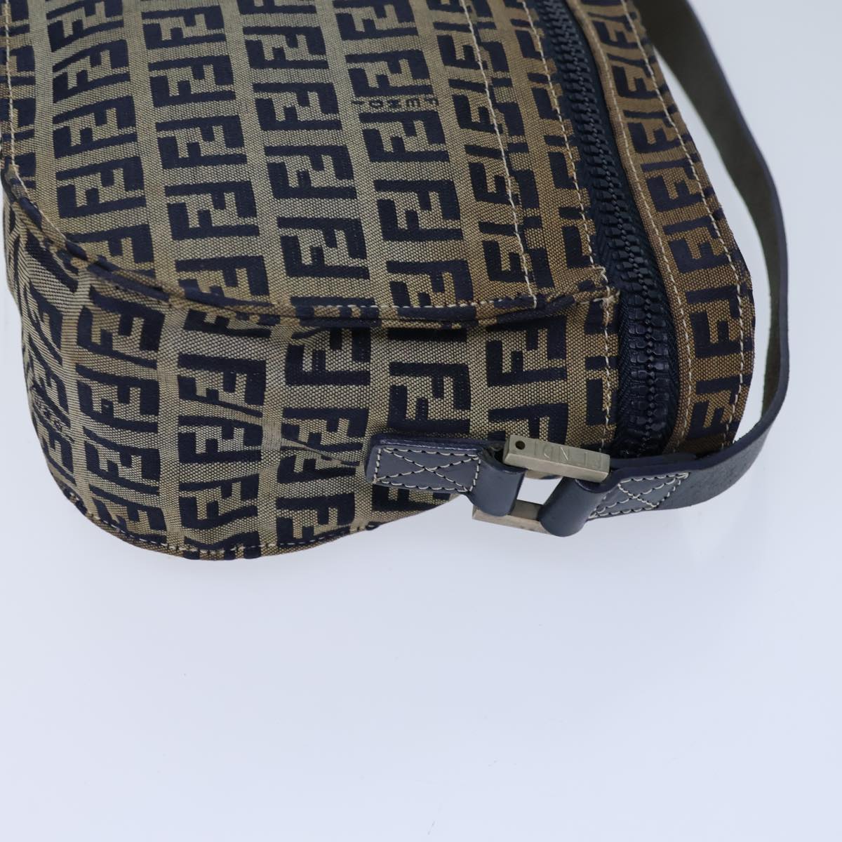 Fendi Zucchino Navy Canvas Shoulder Bag