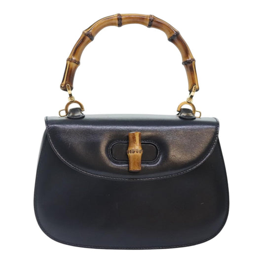 Gucci Bamboo Black Leather Hand Bag