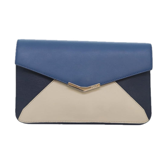 Fendi 2Jours Blue Leather Clutch Bag