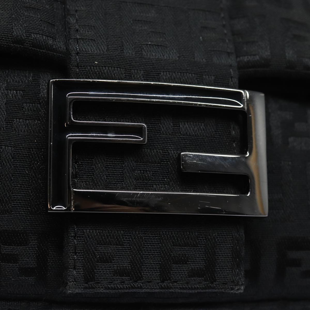 Fendi Mamma Baguette Black Canvas Shoulder Bag