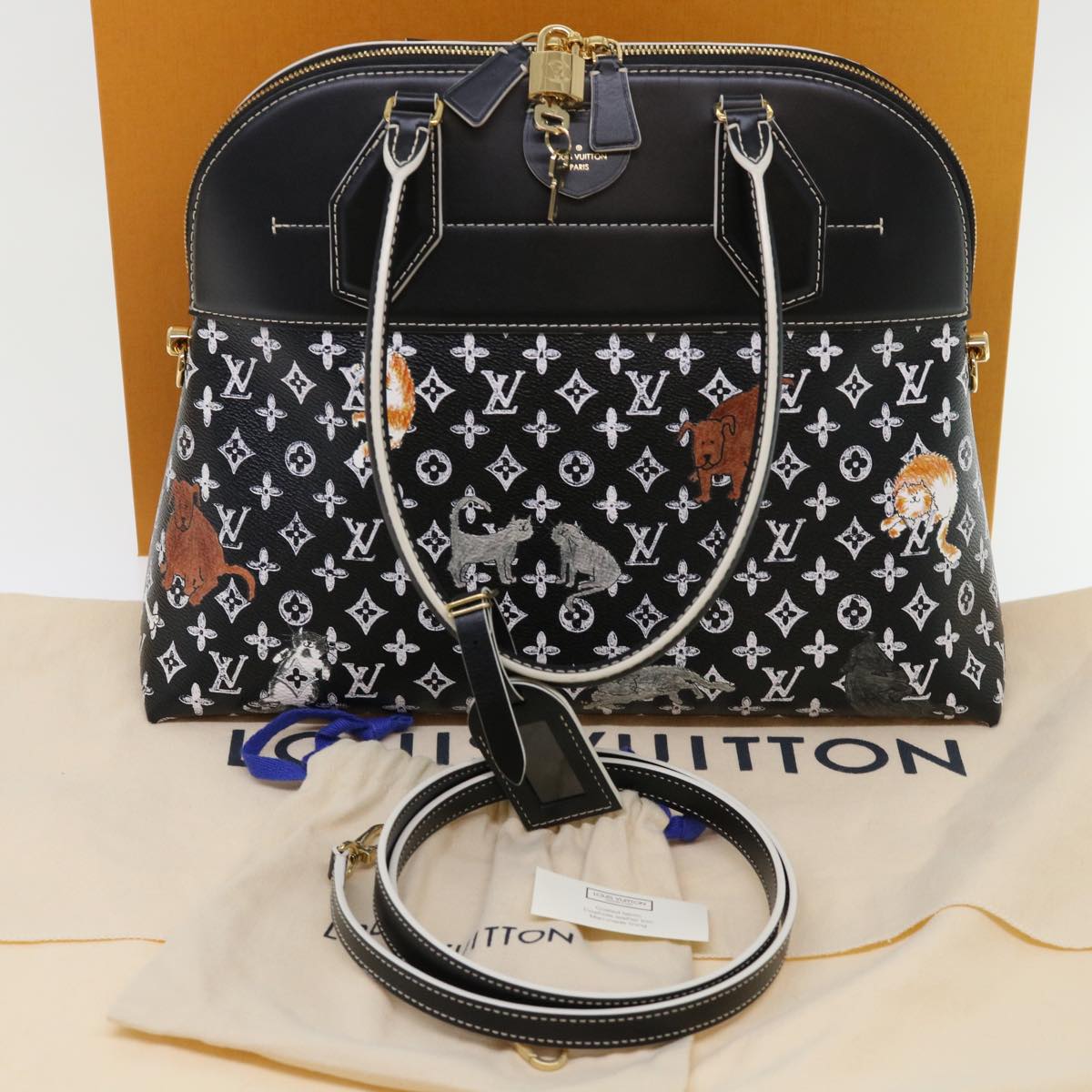 Louis Vuitton Alma Black Canvas Hand Bag