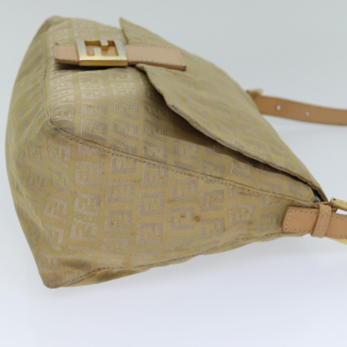 Fendi Mamma Baguette Beige Canvas Shoulder Bag