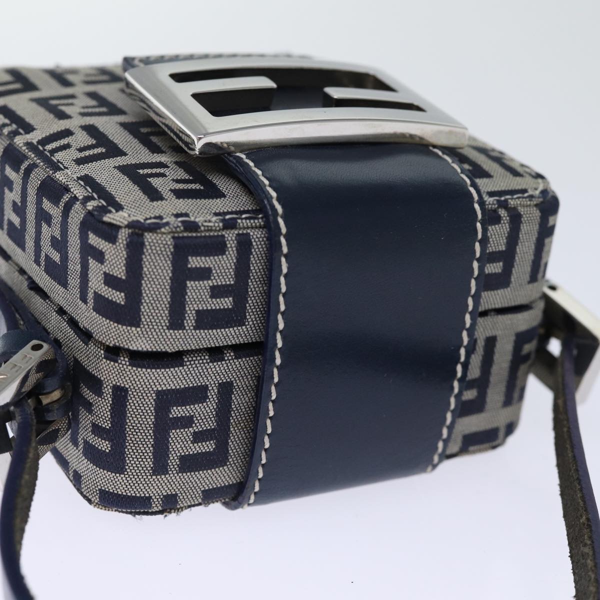 Fendi Zucchino Navy Canvas Clutch Bag