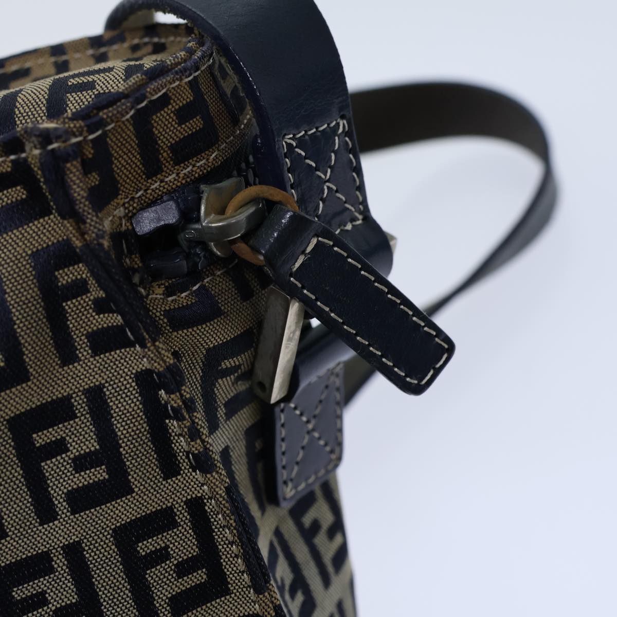 Fendi Zucchino Navy Canvas Shoulder Bag