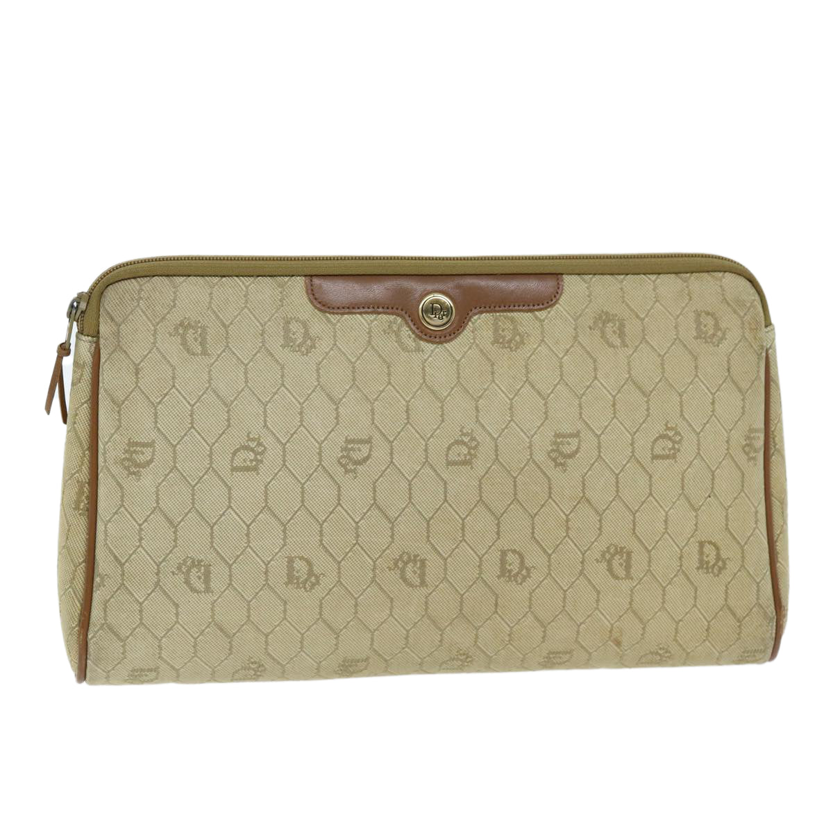 Dior Honeycomb Beige Canvas Clutch Bag