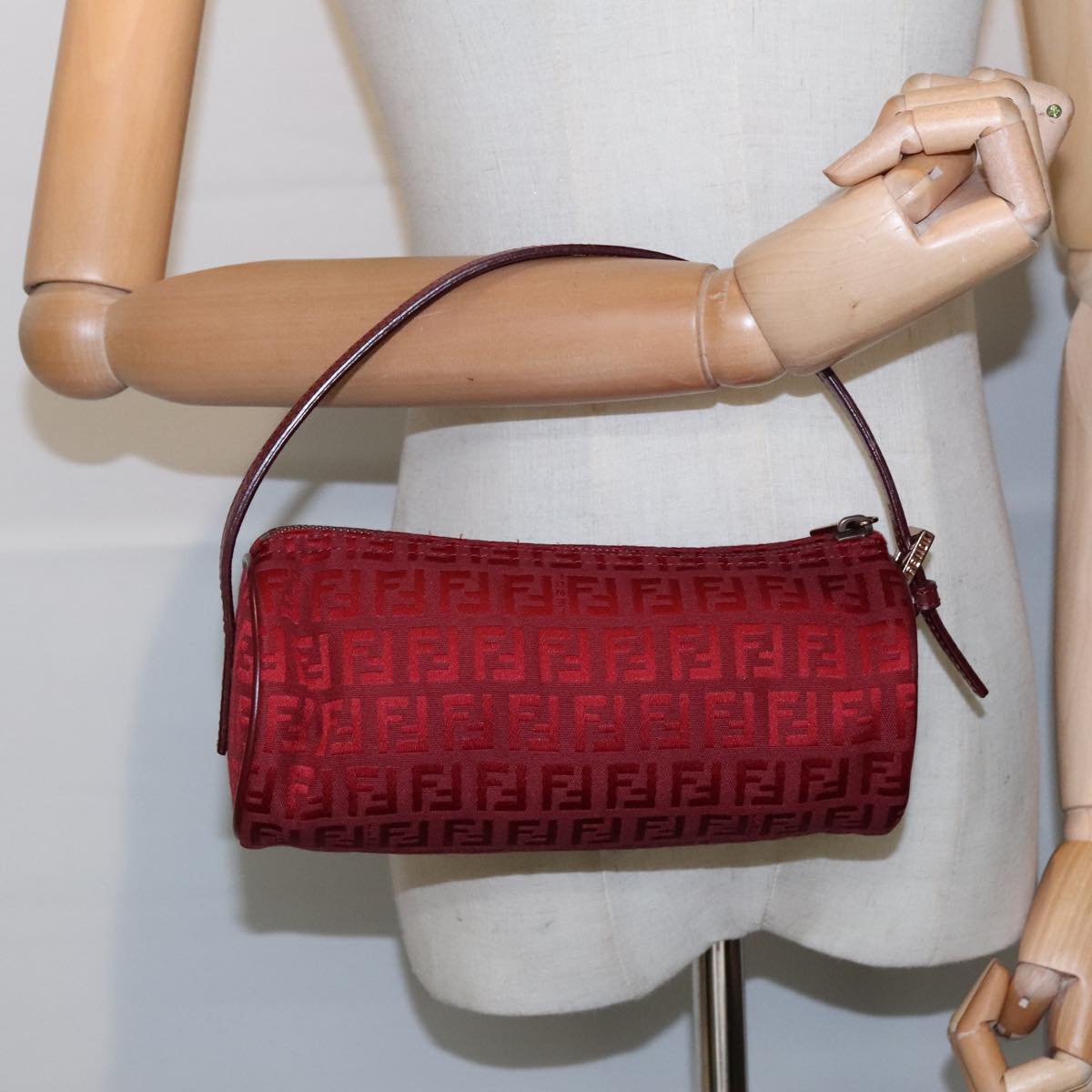 Fendi Baguette Red Canvas Clutch Bag