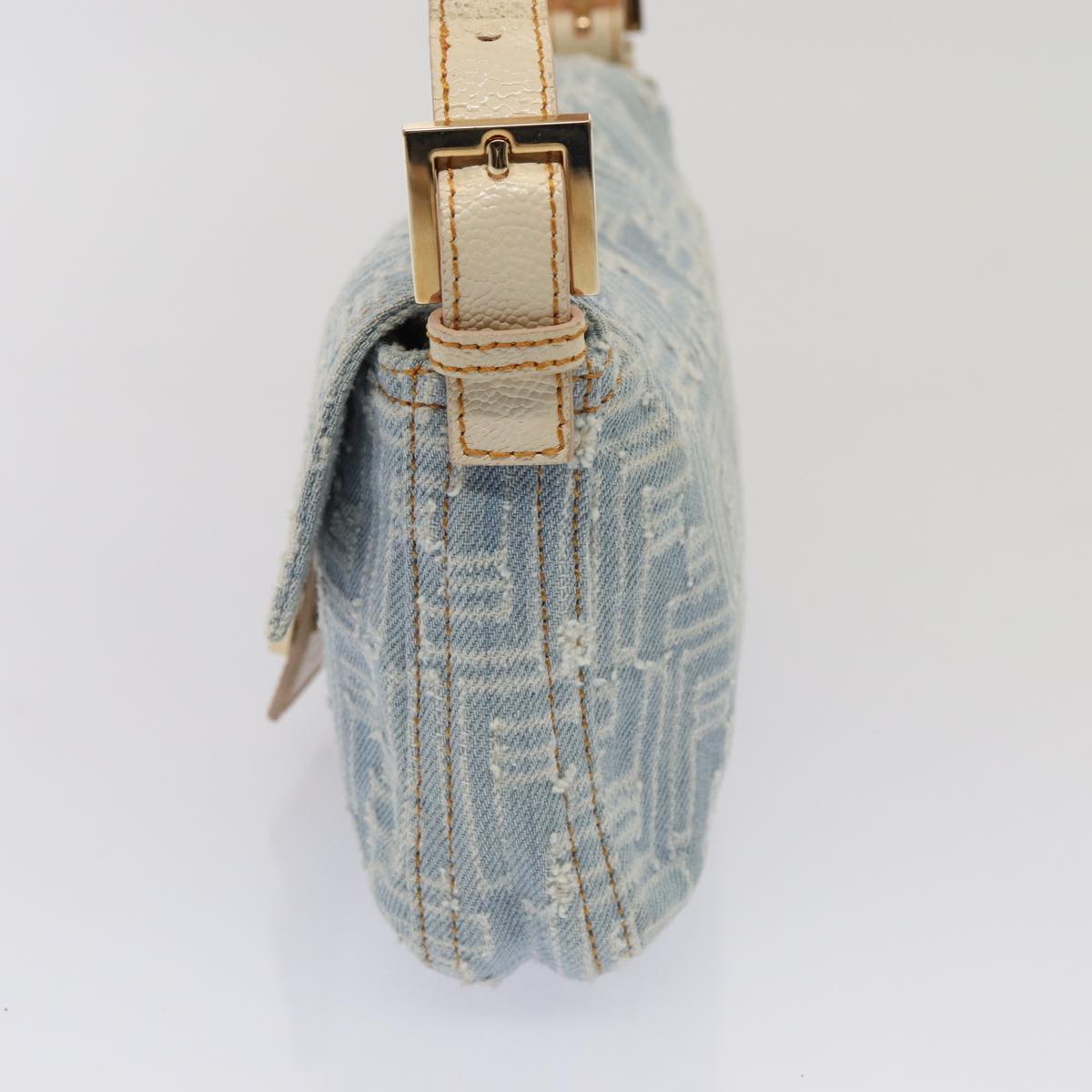 Fendi Baguette Blue Canvas Shoulder Bag