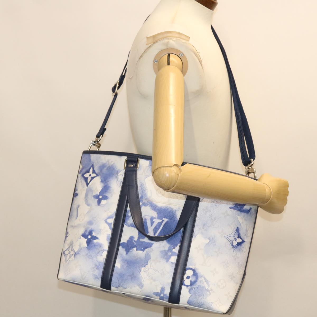 Louis Vuitton Weekend PM Blue Canvas Tote Bag