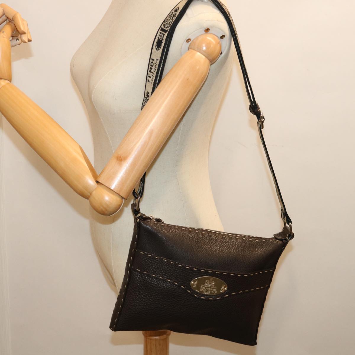 Fendi Selleria Brown Leather Shoulder Bag