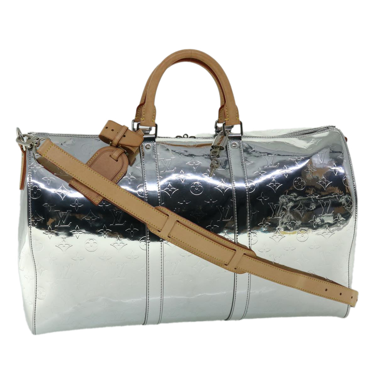 Louis Vuitton Keepall Bandouliere 50 Silver Canvas Travel Bag