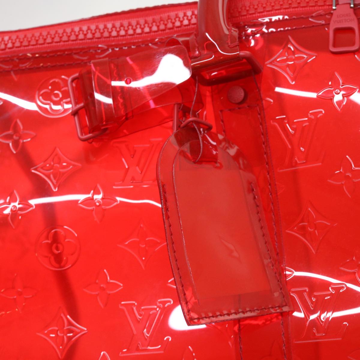 Louis Vuitton Keepall Bandouliere 50 Red Plastic Travel Bag