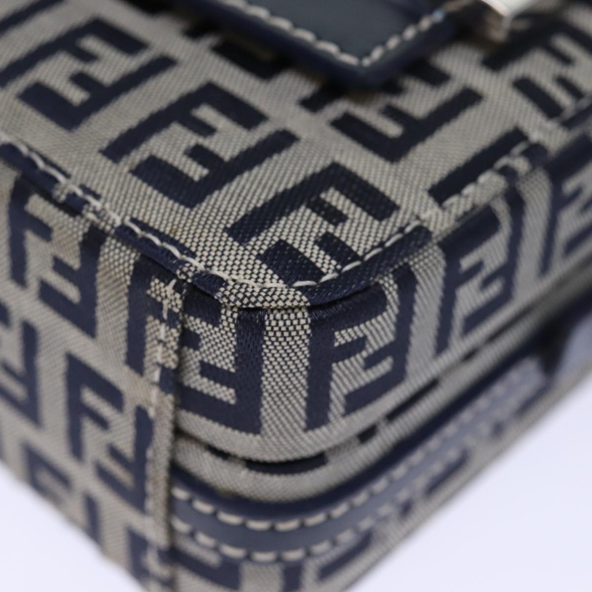 Fendi Zucchino Navy Canvas Clutch Bag