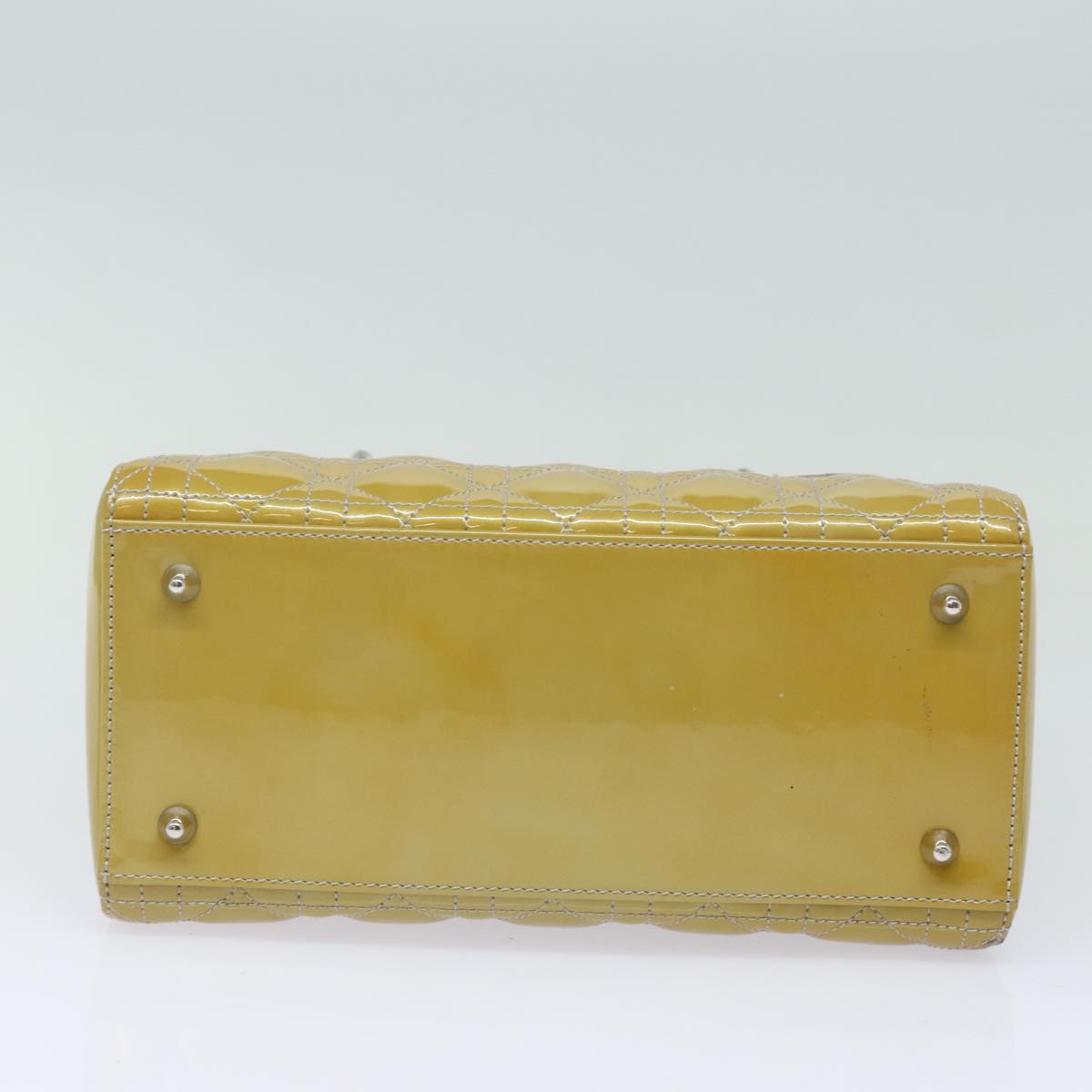 Dior Lady Dior Yellow Patent Leather Hand Bag