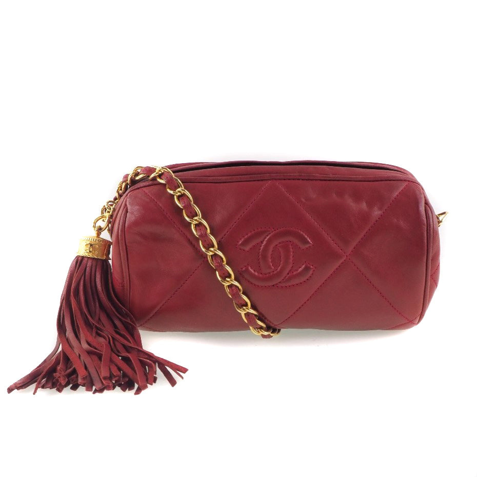 Chanel Red Leather Shoulder Bag