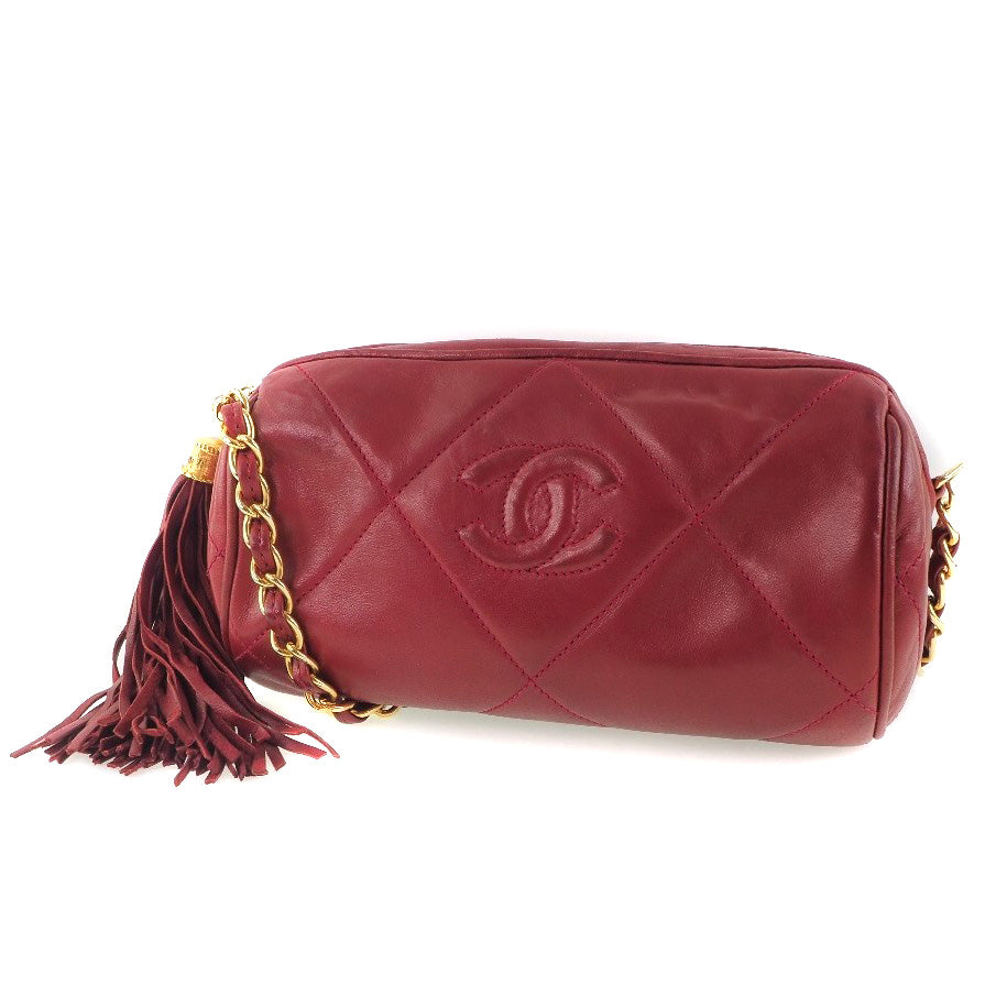 Chanel Red Leather Shoulder Bag