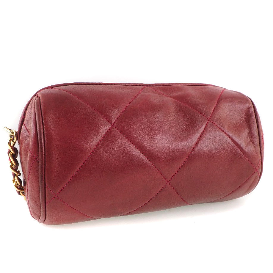 Chanel Red Leather Shoulder Bag