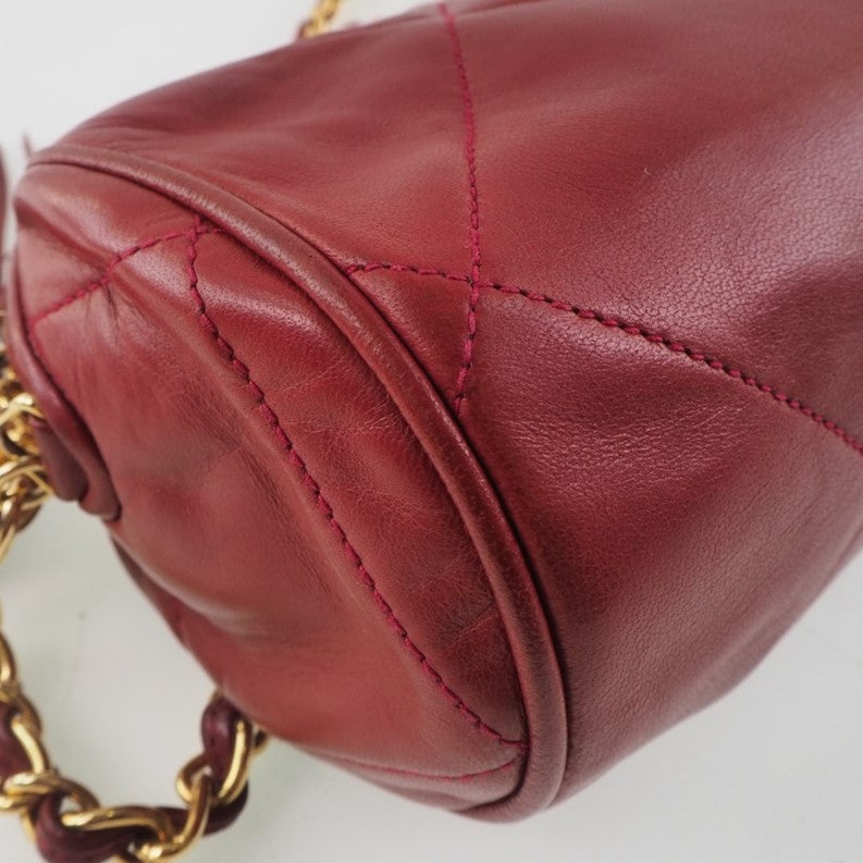 Chanel Red Leather Shoulder Bag