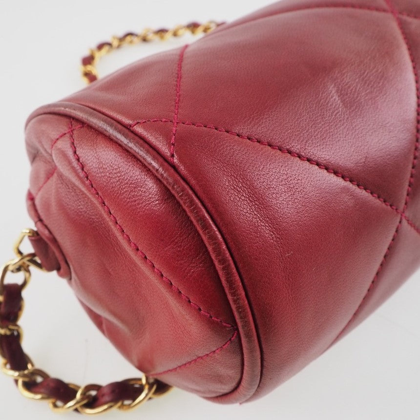 Chanel Red Leather Shoulder Bag