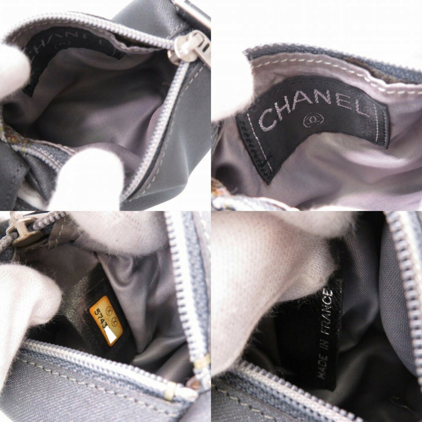 Chanel Grey Synthetic Clutch Bag