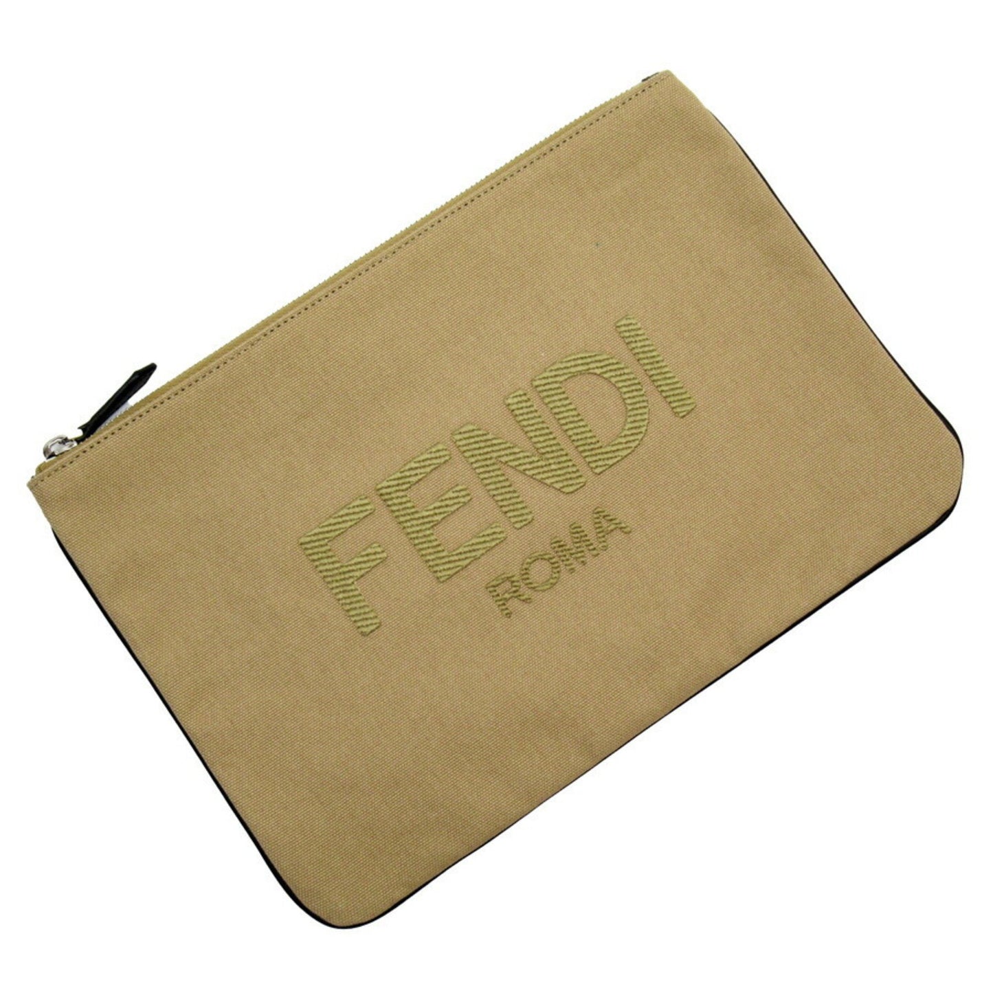 Fendi Beige Canvas Clutch Bag