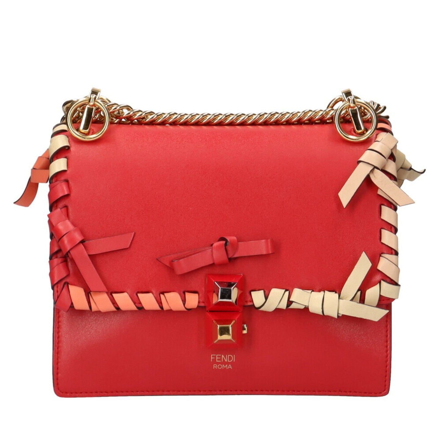 Fendi Red Pony-style Calfskin Shoulder Bag