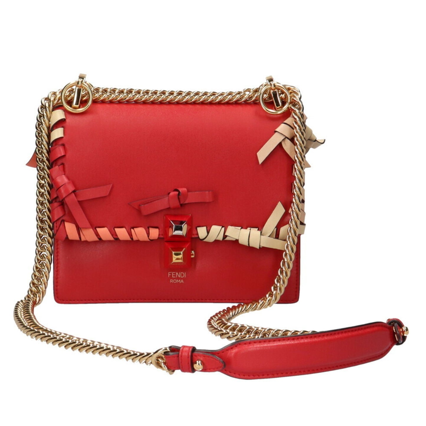 Fendi Red Pony-style Calfskin Shoulder Bag