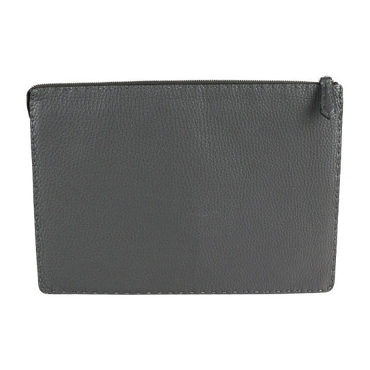 Fendi Grey Pony-style Calfskin Clutch Bag