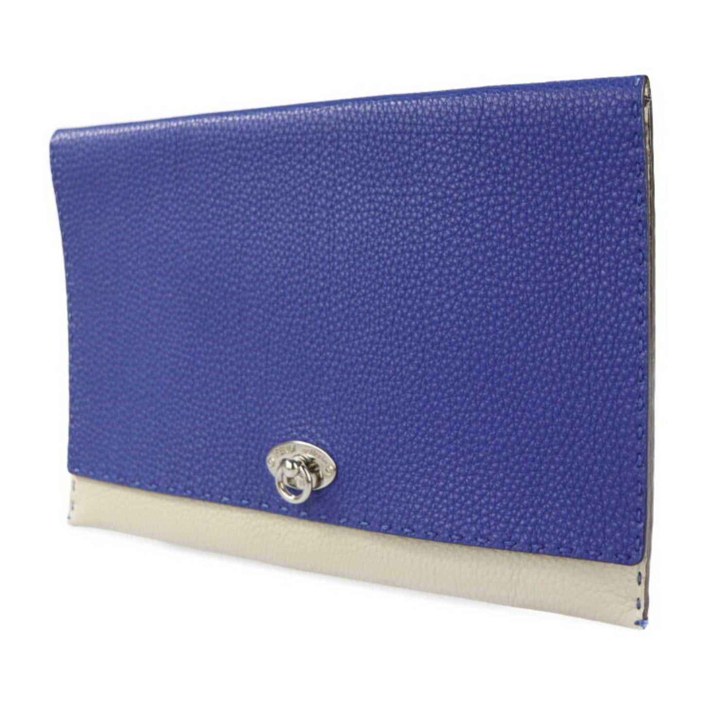 Fendi Blue Leather Clutch Bag