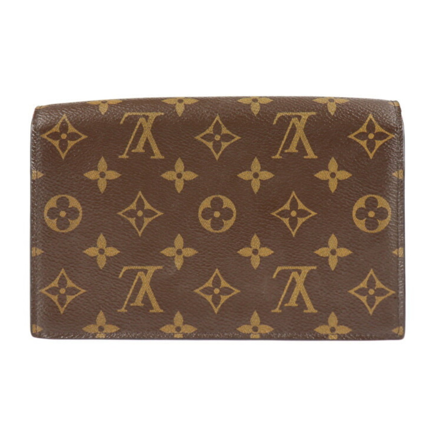 Louis Vuitton PORTEFEUILLE CHAÎNE FLORE Brown Canvas Clutch Bag