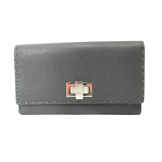 Fendi Selleria Grey Leather Wallet Accessories