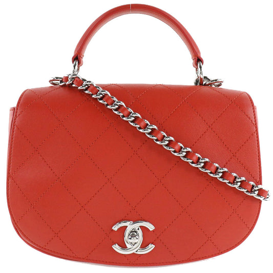 Chanel Red Leather Shoulder Bag