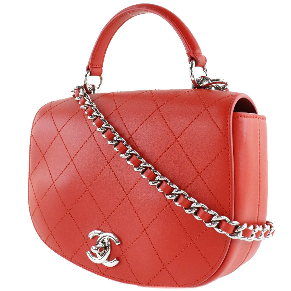 Chanel Red Leather Shoulder Bag